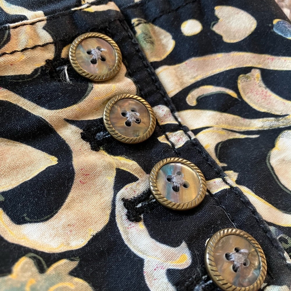 Chico's Black Colorful Buttonup Mother of Pearl Western Top - Picture 2 of 4